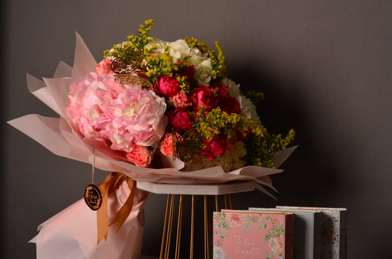 Pink and white flowers bouquet