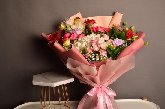 Pink and white flowers bouquet