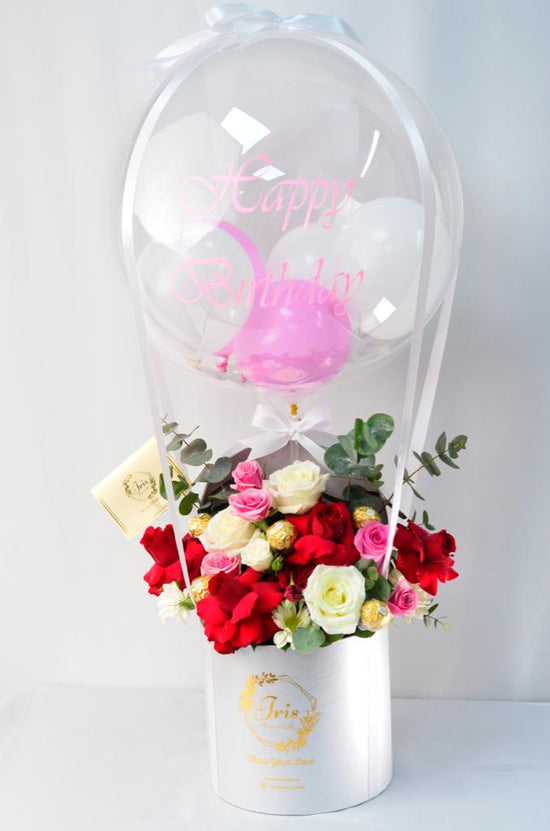 Red ,pink and white flowers box