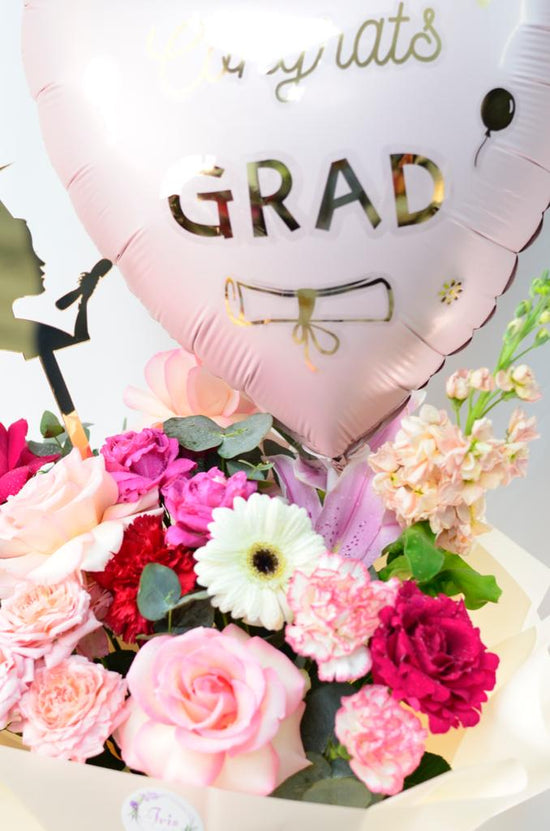Graduation pink flowers bouquet