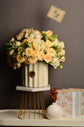 White and orange flowers vase