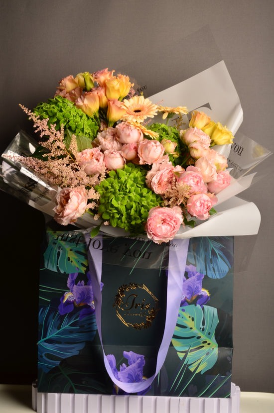 Pink and green luxury bouquet