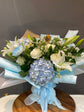 Blue and white flowers bouquet