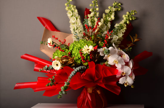 Luxury Red and green flowers bouquet