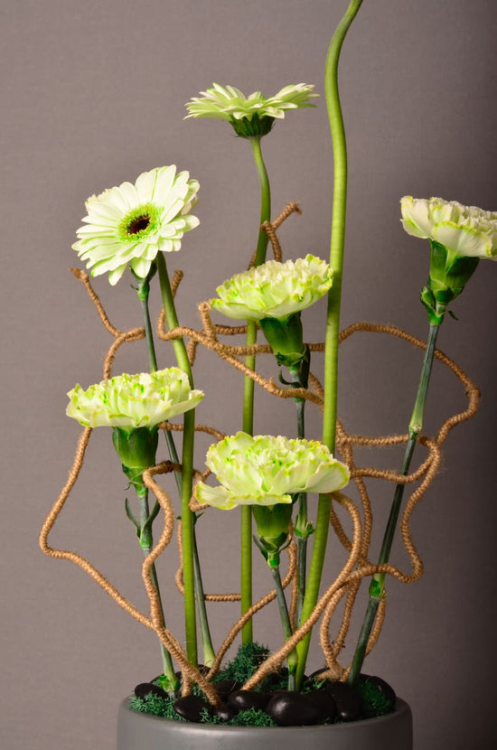 Green flowers vase