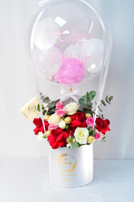 Red ,pink and white flowers box