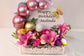 Pink flowers with balloons tray