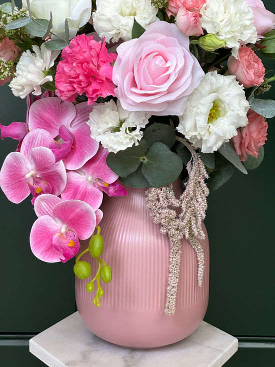 Pink flowers vase