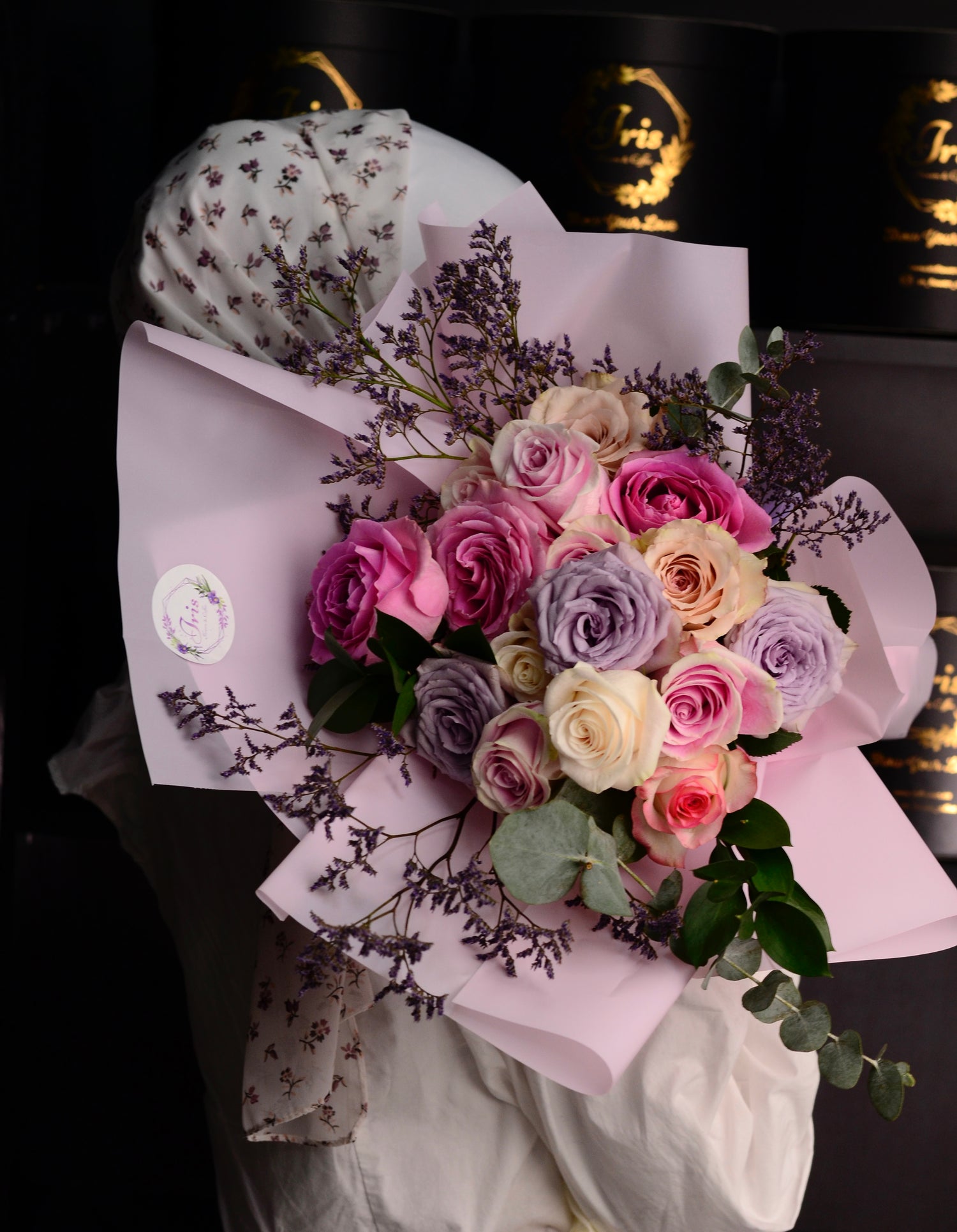Luxury Pink & Purple Flower Bouquet  Iris Flowers UAE –  IrisFlowersandcoffee