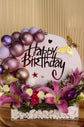 Acrylic Birthday flowers and balloon purple tray