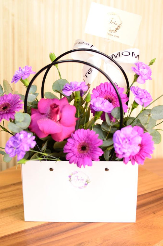 Pink flowers small bag