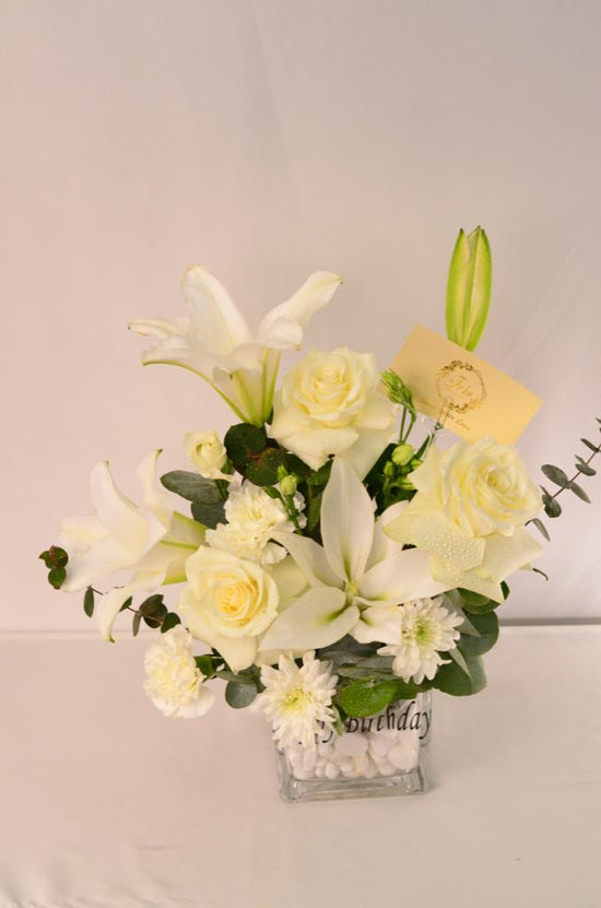 White flowers vase