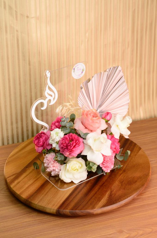 pink and white flowers tray