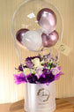 Purple and White flowers box with Balloon