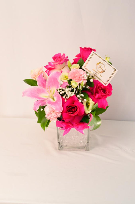 Pink and Fuchsia flower vase