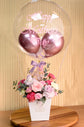 Pink rose with balloons box