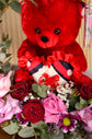 red flowers ,teddy bears
