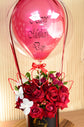 Red rose with balloons box